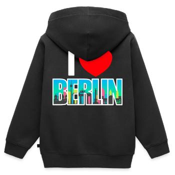 I love berlin - Kinder Premium Organic Zip Hoodie - Schwarz - Hinten - AI Model Kid Male (0cm)