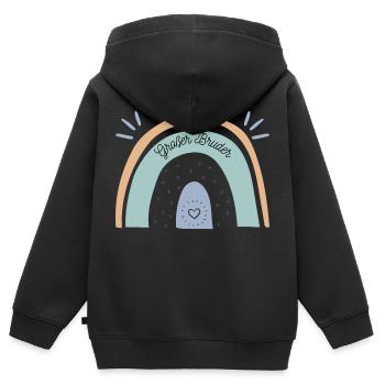 Großer Bruder Regenbogen - Kinder Premium Organic Zip Hoodie - Schwarz - Hinten - AI Model Kid Male (0cm)