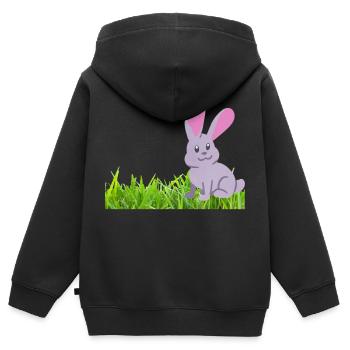 Kaninchen auf Gras - Kinder Premium Organic Zip Hoodie - Schwarz - Hinten - AI Model Kid Male (0cm)