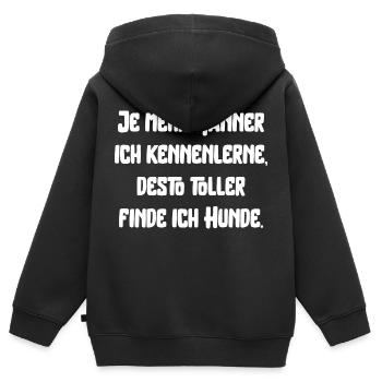Männer und Hunde lustiger Spruch Haustiere dating - Kinder Premium Organic Zip Hoodie - Schwarz - Hinten - AI Model Kid Male (0cm)