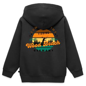 Angler Wood Beach - Kinder Premium Organic Zip Hoodie - Schwarz - Hinten - AI Model Kid Male (0cm)