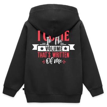 Je viens dans le volume qui a écrit de moi - Sweat Premium à capuche zippé enfant bio - noir - Dos - AI Model Kid Male (0cm)