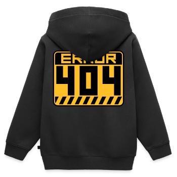Error 404 Shield Warning - Kids Premium Organic Zip-up Hoodie - black - Back - AI Model Kid Male (0cm)