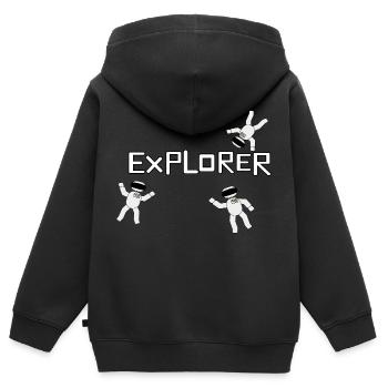 Explorer - Kinder Premium Organic Zip Hoodie - Schwarz - Hinten - AI Model Kid Male (0cm)