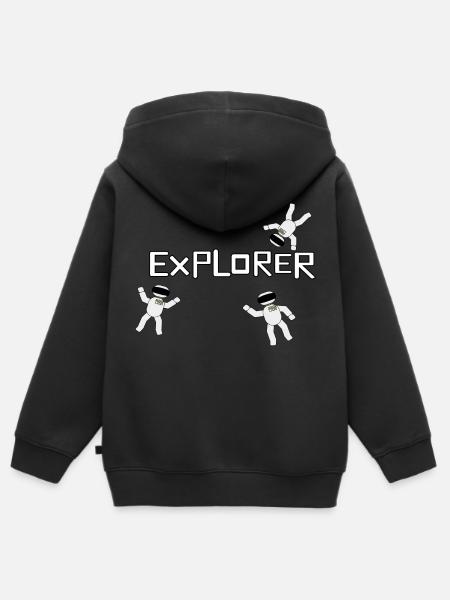 Explorer - Kinder Premium Organic Zip Hoodie - Schwarz
