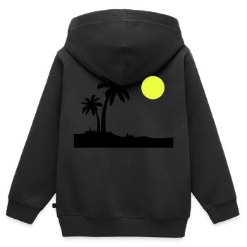 Palmen Insel - Kinder Premium Organic Zip Hoodie - Schwarz - Hinten - AI Model Kid Male (0cm)