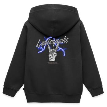 Pommesgabel Lauterfuchs - Kinder Premium Organic Zip Hoodie - Schwarz - Hinten - AI Model Kid Male (0cm)