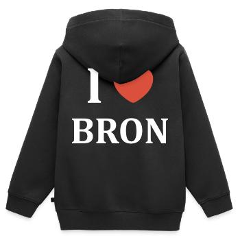i love Bron - Sweat Premium à capuche zippé enfant bio - noir - Dos - AI Model Kid Male (0cm)