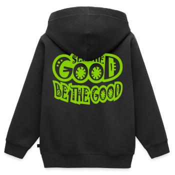 be the good Zitat - Kinder Premium Organic Zip Hoodie - Schwarz - Hinten - AI Model Kid Male (0cm)