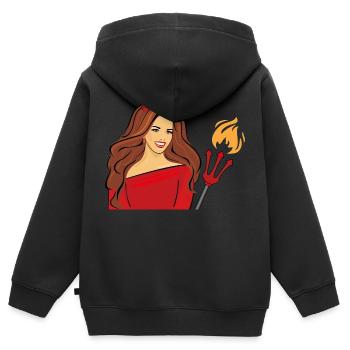 Smiling woman in devil costume at Halloween party - Kids Premium Organic Zip-up Hoodie - black - Back - AI Model Kid Male (0cm)