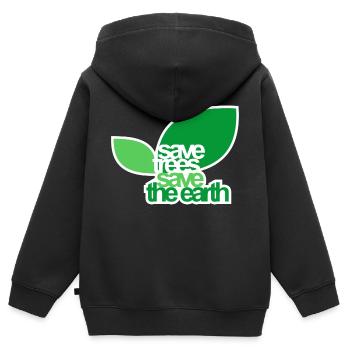 BÄUME RETTEN - Kinder Premium Organic Zip Hoodie - Schwarz - Hinten - AI Model Kid Male (0cm)