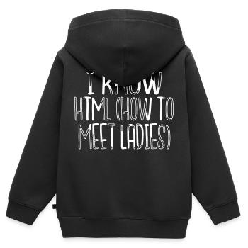 hacker éthique anonyme masque déclaration crypter - Sweat Premium à capuche zippé enfant bio - noir - Dos - AI Model Kid Male (0cm)