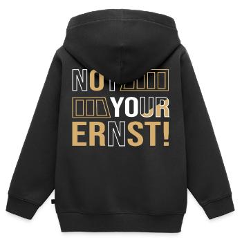 Not your serious! - Denglish Proverbs Denglisch - Kids Premium Organic Zip-up Hoodie - black - Back - AI Model Kid Male (0cm)