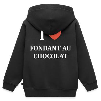 i love fondant au chocolat - Sweat Premium à capuche zippé enfant bio - noir - Dos - AI Model Kid Male (0cm)