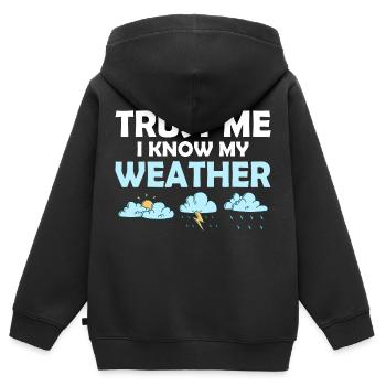 Croyez-moi, je connais mon météorologue météorologue Météorol - Sweat Premium à capuche zippé enfant bio - noir - Dos - AI Model Kid Male (0cm)