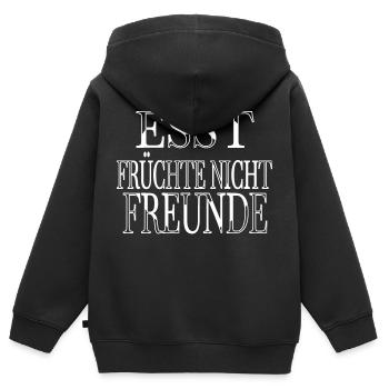 witzig gesundheit fleischloses essen - Kinder Premium Organic Zip Hoodie - Schwarz - Hinten - AI Model Kid Male (0cm)