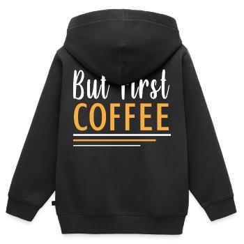 mais premier café - Sweat Premium à capuche zippé enfant bio - noir - Dos - AI Model Kid Male (0cm)