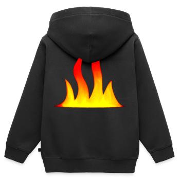 Lagerfeuer Camping Natur Falmmen Feuer Flamme 7 - Kinder Premium Organic Zip Hoodie - Schwarz - Hinten - AI Model Kid Male (0cm)