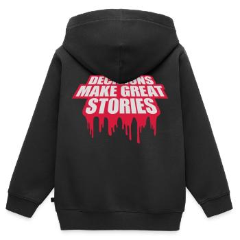 Mauvaises décisions Bonnes histoires - Sweat Premium à capuche zippé enfant bio - noir - Dos - AI Model Kid Male (0cm)