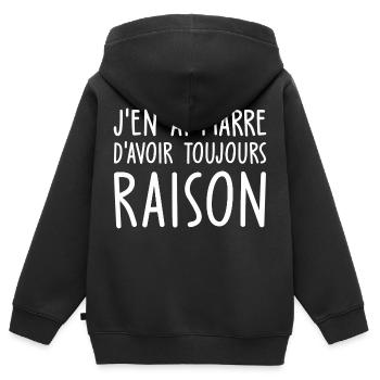 j en ai marre d avoir toujours raison - Sweat Premium à capuche zippé enfant bio - noir - Dos - AI Model Kid Male (0cm)