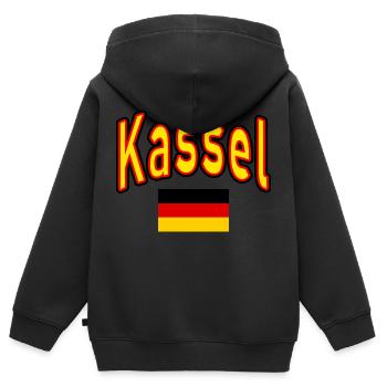 Drapeau allemand de Kassel - Sweat Premium à capuche zippé enfant bio - noir - Dos - AI Model Kid Male (0cm)