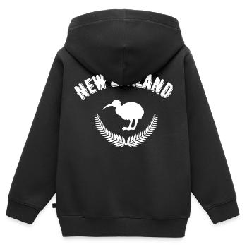 Neuseeland - Kinder Premium Organic Zip Hoodie - Schwarz - Hinten - AI Model Kid Male (0cm)