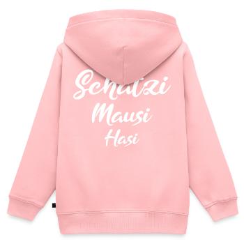 Schatzi Mausi Hasi white - Kinder Premium Organic Zip Hoodie - Rosa - Hinten - AI Model Kid Female (0cm)