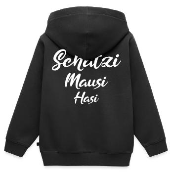 Schatzi Mausi Hasi white - Kinder Premium Organic Zip Hoodie - Schwarz - Hinten - AI Model Kid Male (0cm)