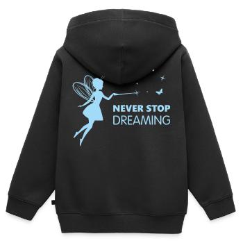 N’arrêtez jamais de rêver - Sweat Premium à capuche zippé enfant bio - noir - Dos - AI Model Kid Male (0cm)