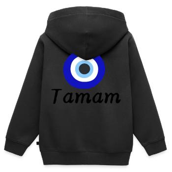 Tamam - Kinder Premium Organic Zip Hoodie - Schwarz - Hinten - AI Model Kid Male (0cm)