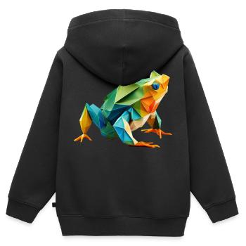 Origami Geometrie Frosch bunt modern arty - Kinder Premium Organic Zip Hoodie - Schwarz - Hinten - AI Model Kid Male (0cm)