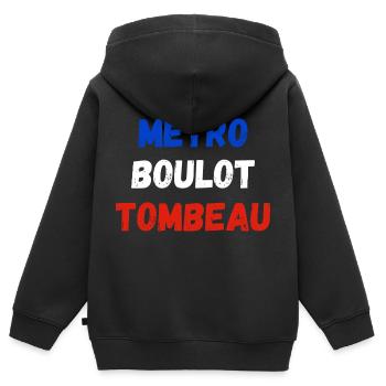 métro boulot tombeau - Sweat Premium à capuche zippé enfant bio - noir - Dos - AI Model Kid Male (0cm)