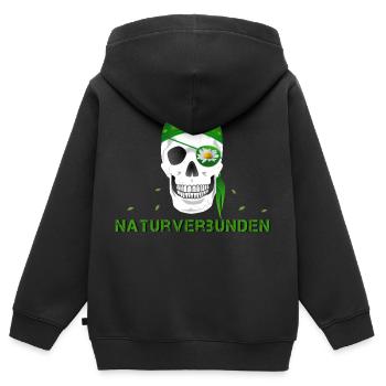 Totenkopf naturverbunden Margerite - Kinder Premium Organic Zip Hoodie - Schwarz - Hinten - AI Model Kid Male (0cm)