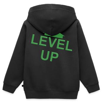 Grüner Pfeil nach oben - Kinder Premium Organic Zip Hoodie - Schwarz - Hinten - AI Model Kid Male (0cm)