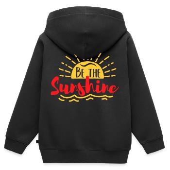 SEI DER SONNENSCHEIN - Kinder Premium Organic Zip Hoodie - Schwarz - Hinten - AI Model Kid Male (0cm)