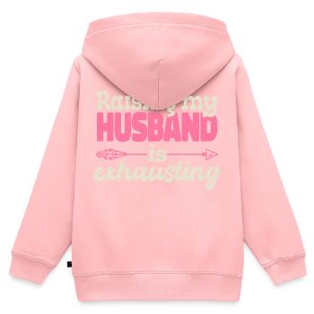 Die Erziehung meines Mannes ist anstrengend - Kinder Premium Organic Zip Hoodie - Rosa - Hinten - AI Model Kid Female (0cm)