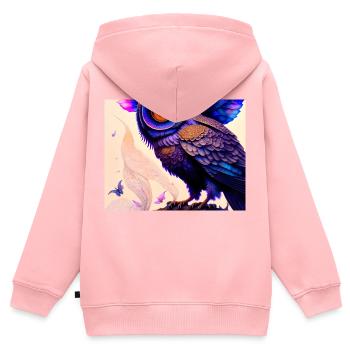 Eule - Kinder Premium Organic Zip Hoodie - Rosa - Hinten - AI Model Kid Female (0cm)