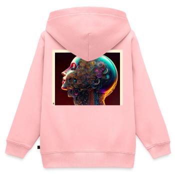 Offene Gedanken - Kinder Premium Organic Zip Hoodie - Rosa - Hinten - AI Model Kid Female (0cm)
