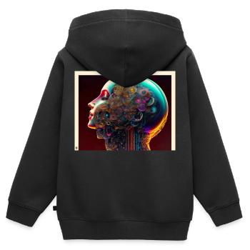 Offene Gedanken - Kinder Premium Organic Zip Hoodie - Schwarz - Hinten - AI Model Kid Male (0cm)