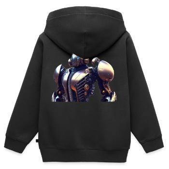 Steampunk Robot - Sweat Premium à capuche zippé enfant bio - noir - Dos - AI Model Kid Male (0cm)