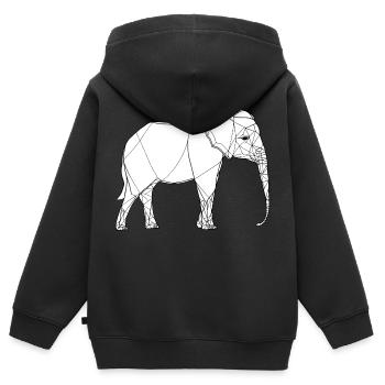 Dessin au trait fin éléphant sur blanc - Sweat Premium à capuche zippé enfant bio - noir - Dos - AI Model Kid Male (0cm)