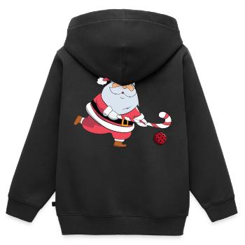 Père Noël Amateur de hockey sur gazon Spor de Noël - Sweat Premium à capuche zippé enfant bio - noir - Dos - AI Model Kid Male (0cm)