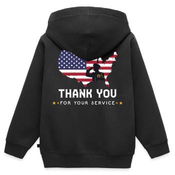 Thank You For Your Service Patriotic Veterans Day - Sweat Premium à capuche zippé enfant bio - noir - Dos - AI Model Kid Male (0cm)
