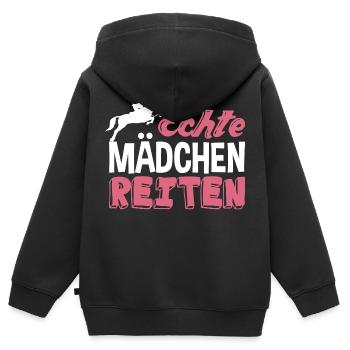 Echte Mädchen reiten - Kinder Premium Organic Zip Hoodie - Schwarz - Hinten - AI Model Kid Male (0cm)