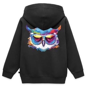 Kohl die Eule - Kinder Premium Organic Zip Hoodie - Schwarz - Hinten - AI Model Kid Male (0cm)