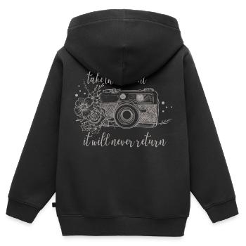 take the moment - Kinder Premium Organic Zip Hoodie - Schwarz - Hinten - AI Model Kid Male (0cm)