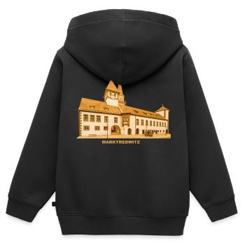 Marktredwitz Town Hall Upper Franconia Bavaria - Kids Premium Organic Zip-up Hoodie - black - Back - AI Model Kid Male (0cm)