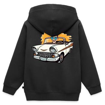 Clément im Cabrio - Kinder Premium Organic Zip Hoodie - Schwarz - Hinten - AI Model Kid Male (0cm)