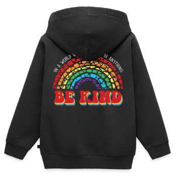 In A World Where You Can Be Anything Be Kind - Kids Premium Organic Zip-up Hoodie - black - Back - AI Model Kid Male (0cm)