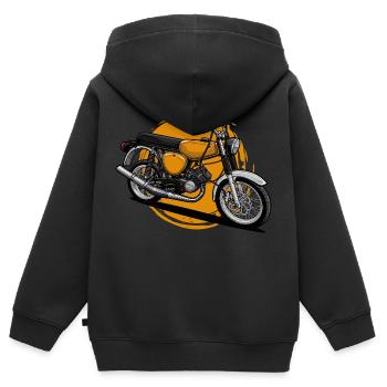 S51 (gelb) // Illustration - Kinder Premium Organic Zip Hoodie - Schwarz - Hinten - AI Model Kid Male (0cm)